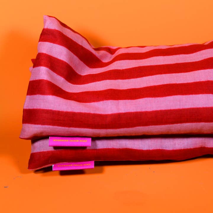 Coussin pour les yeux à la lavande - Rayures roses et rose clair pour la vente par Woodside Cabin Soap