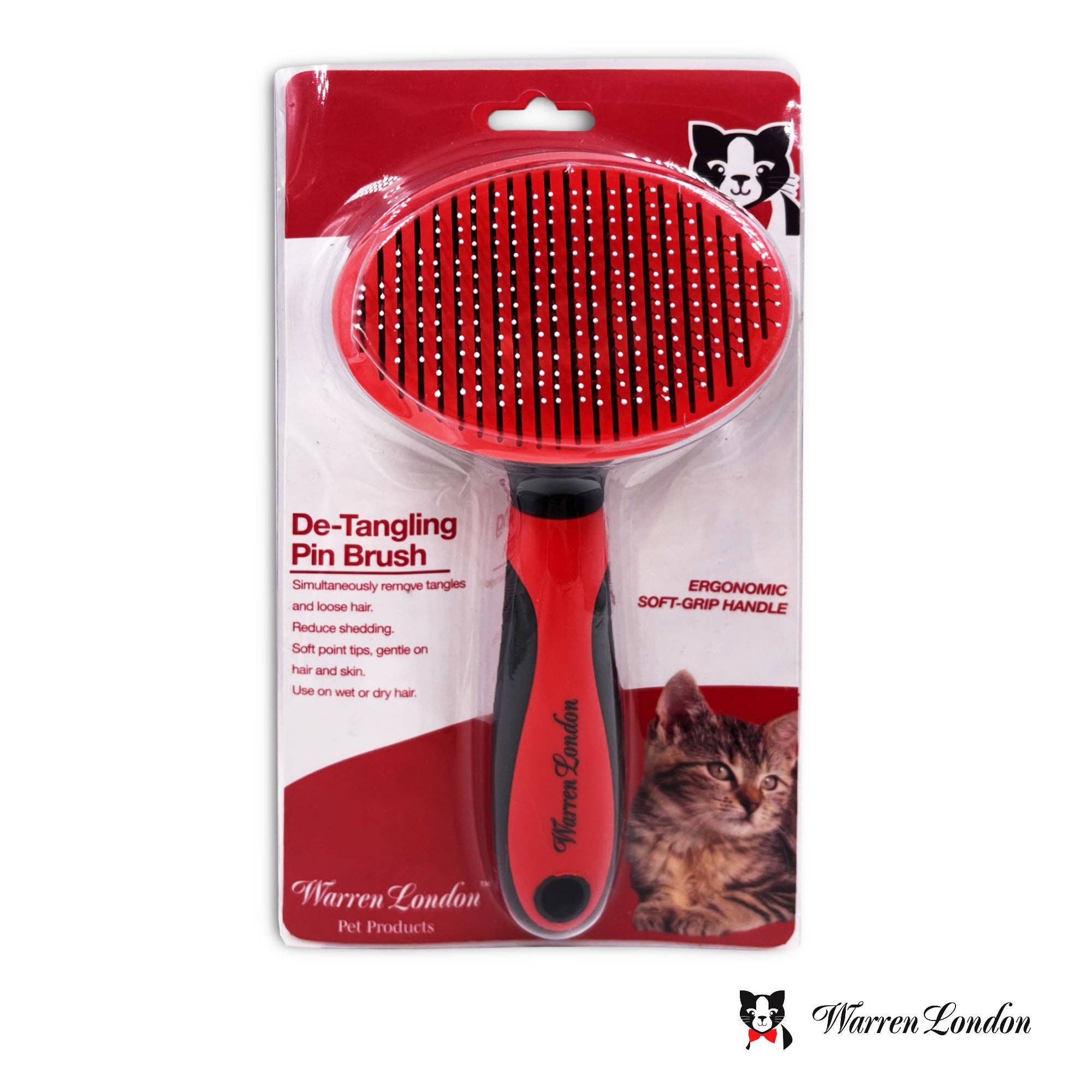 Warren London Dog Products – wholesale Pet brush – Cat/dog – Cat De-Tangling Pin Brush for Grooming & Shedding7