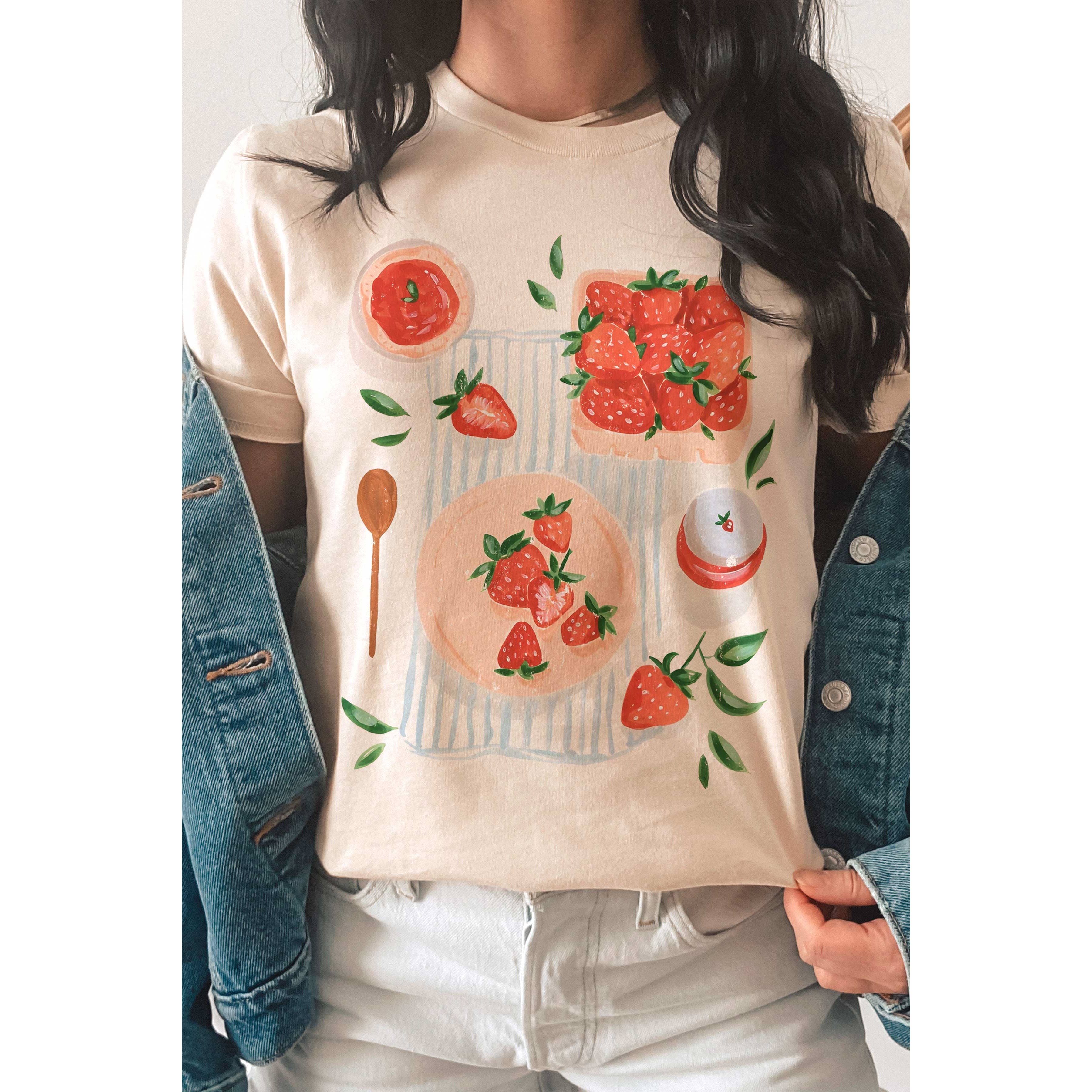 A. BLUSH CO - Vendita all'ingrosso Maglietta stampata - Donna - T-shirt grafica Strawberry Picnic2