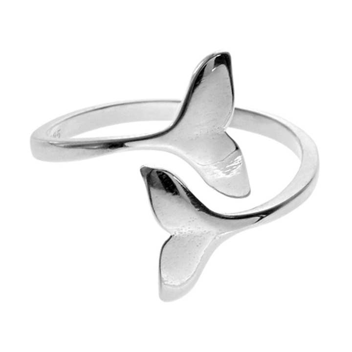 Anillo de cola de ballena superpuesto Mila para venta al por mayor de Kali Ma Designs - Sterling Silver Jewellery