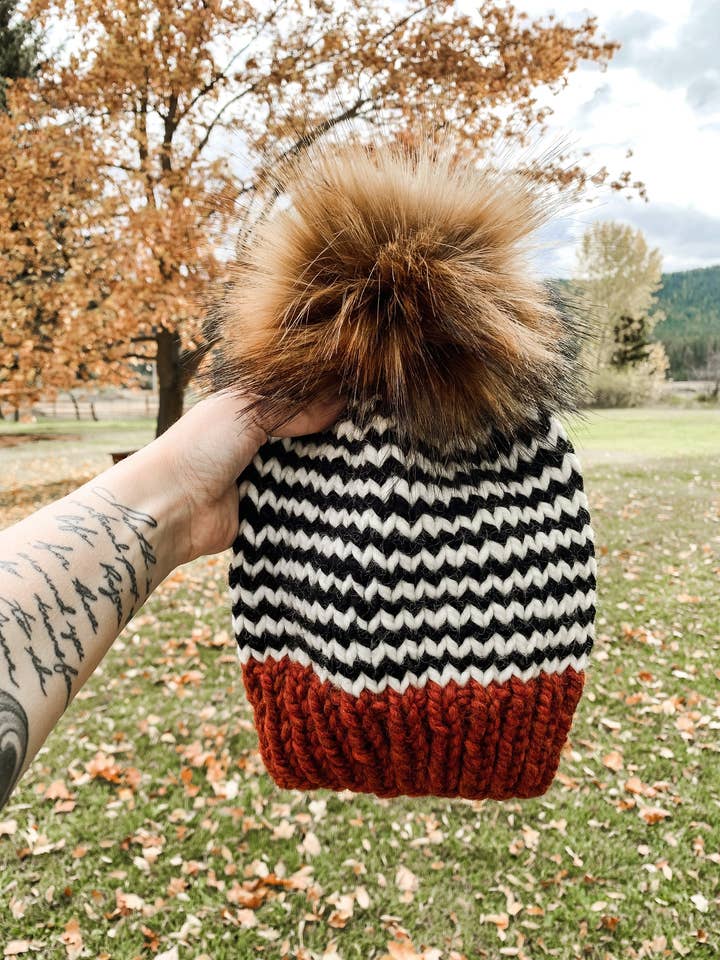 Felix Beanie - Adult - Faux Fur Pom for wholesale by Knits by Jess