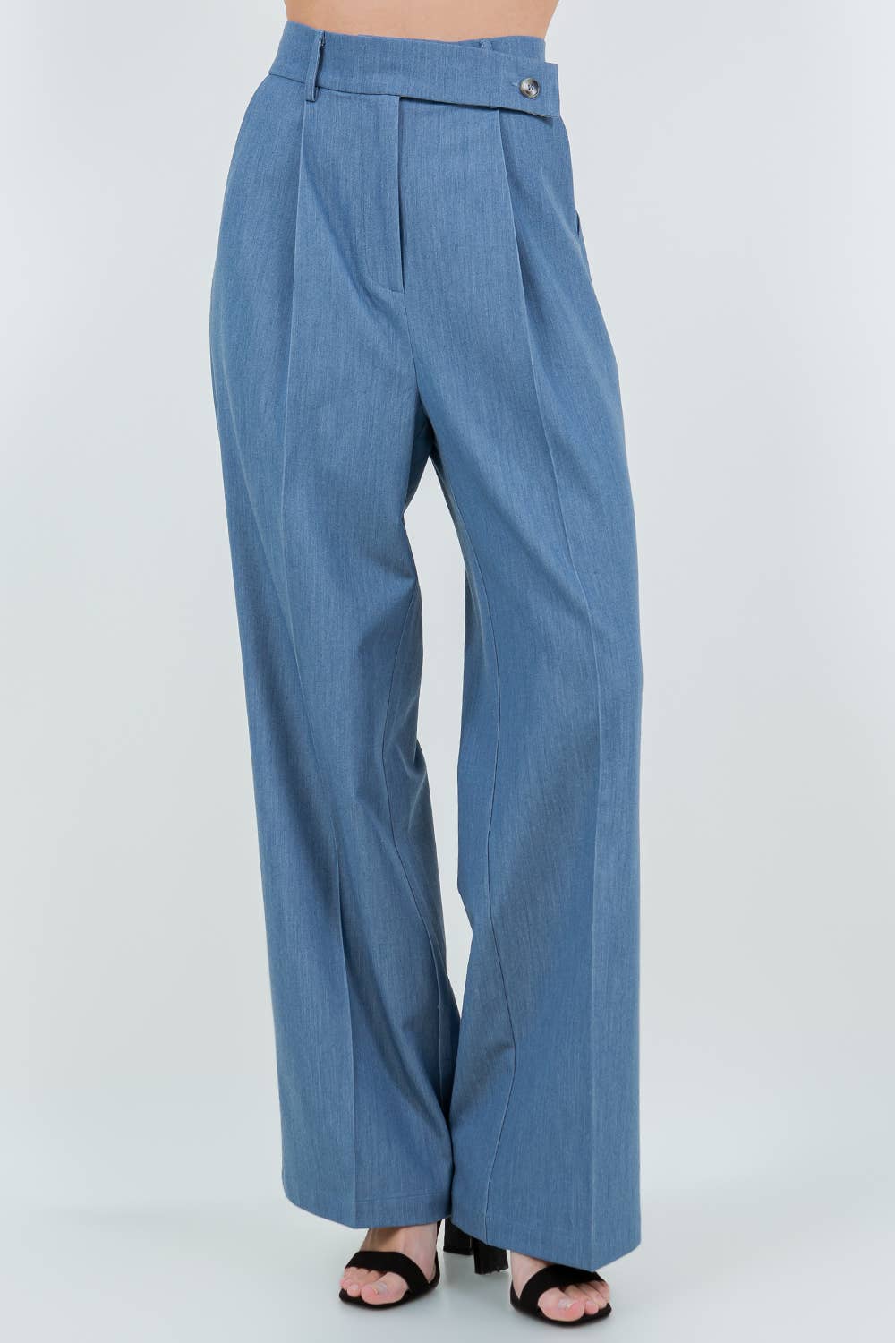 Beige PANTALON À TAILLE RABATTABLE CONTRASTÉE en vente sur Faire9