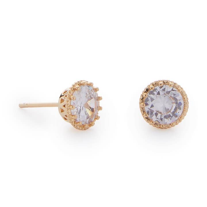 Pernos de Diamante CZ em Ouro 14K por atacado de Hey Girl