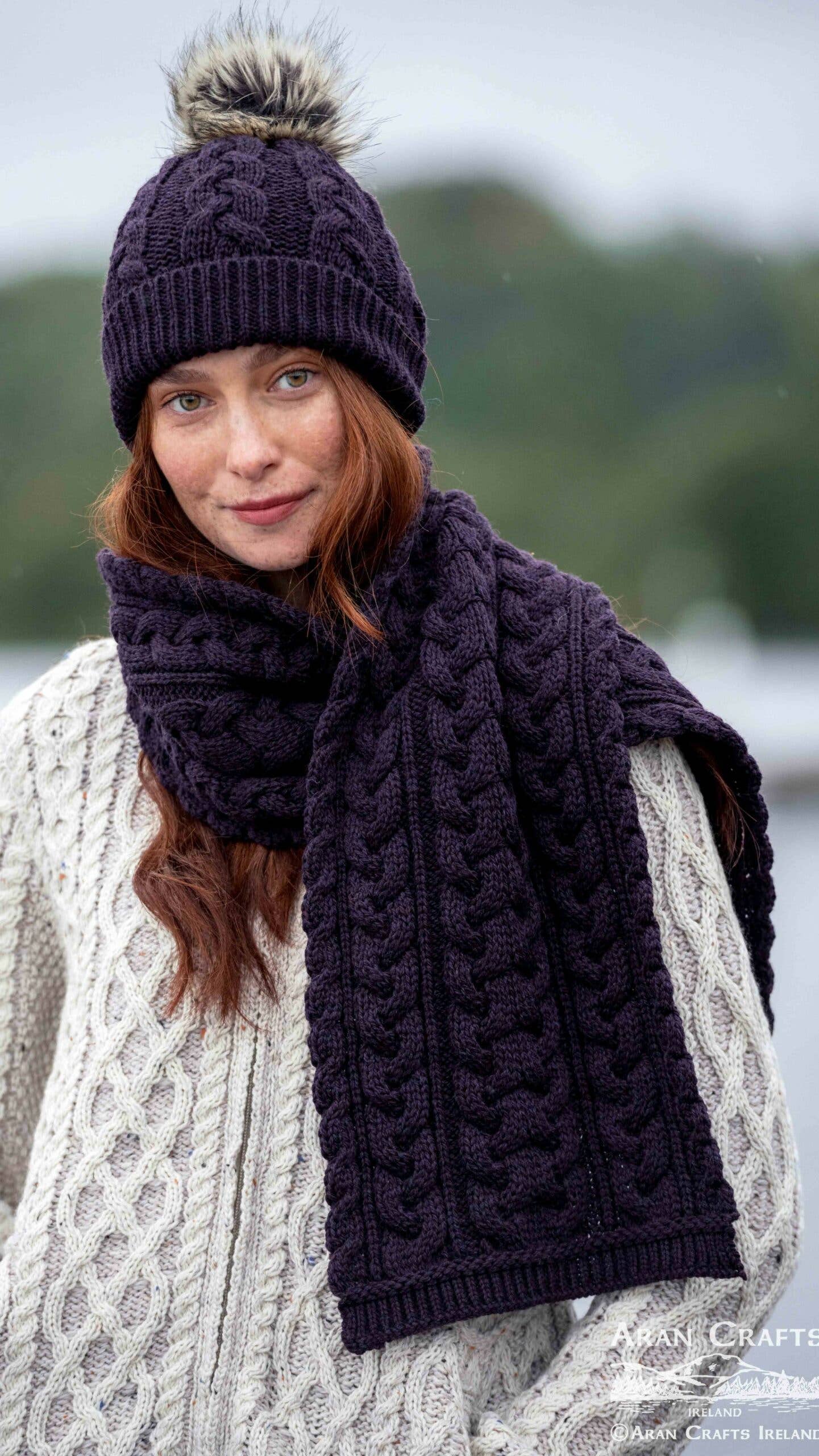 Aran Crafts – Engroshandel Beanie - Dame – Chunky kabelhue X48449