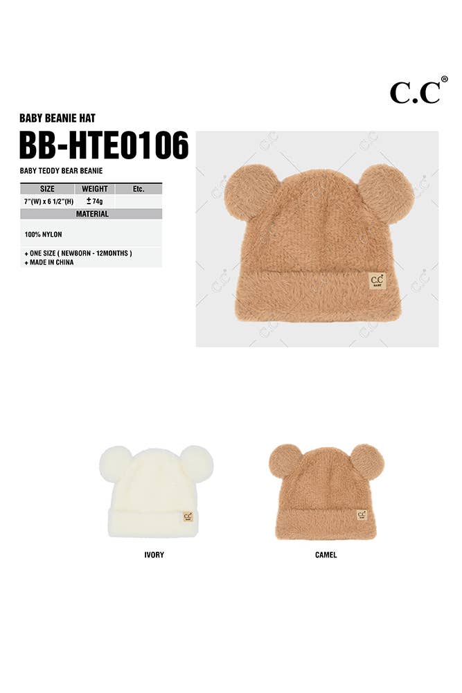 Hana - Wholesale Newborn/Knit Hat - Baby - C.C Baby Teddy Bear Beanie2