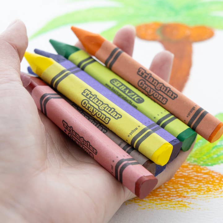 BAZIC Products - Wholesale Crayons - Kids & Baby - Premium Jumbo Triangle Crayons 8 Color