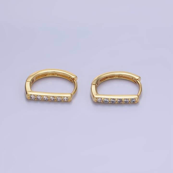 14K goudgevulde 15 mm microgeplaveide D Huggie-oorbellen | AB1328 voor wholesale door Aim Eternal