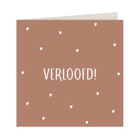 Wenskaart Vierkant | Verloofd Zand Hartjes voor wholesale door Fien & Feau