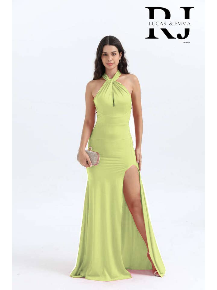 Lucas & Emma - Sarl RJ & co - Wholesale Gown - Women's - Long evening/cocktail dress with BALI collar 251247