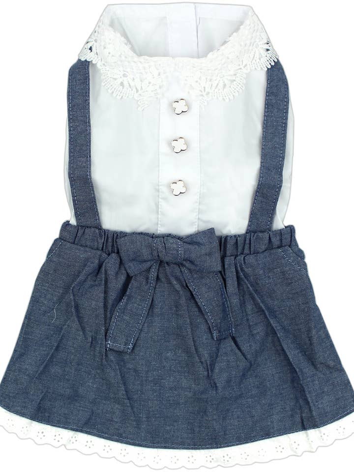 Chambray Overall Dress – Trendy Denim Pet Outfit for wholesale by Parisian Pet®