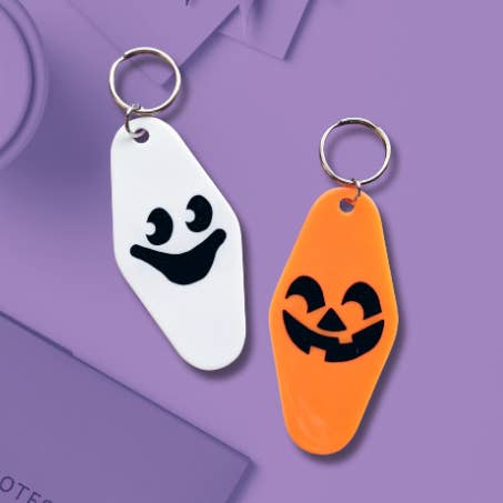 Halloween Boo Buckets 80s Ghost Pumpkin Motel Keychains Cute for wholesale by HelloSailorTees