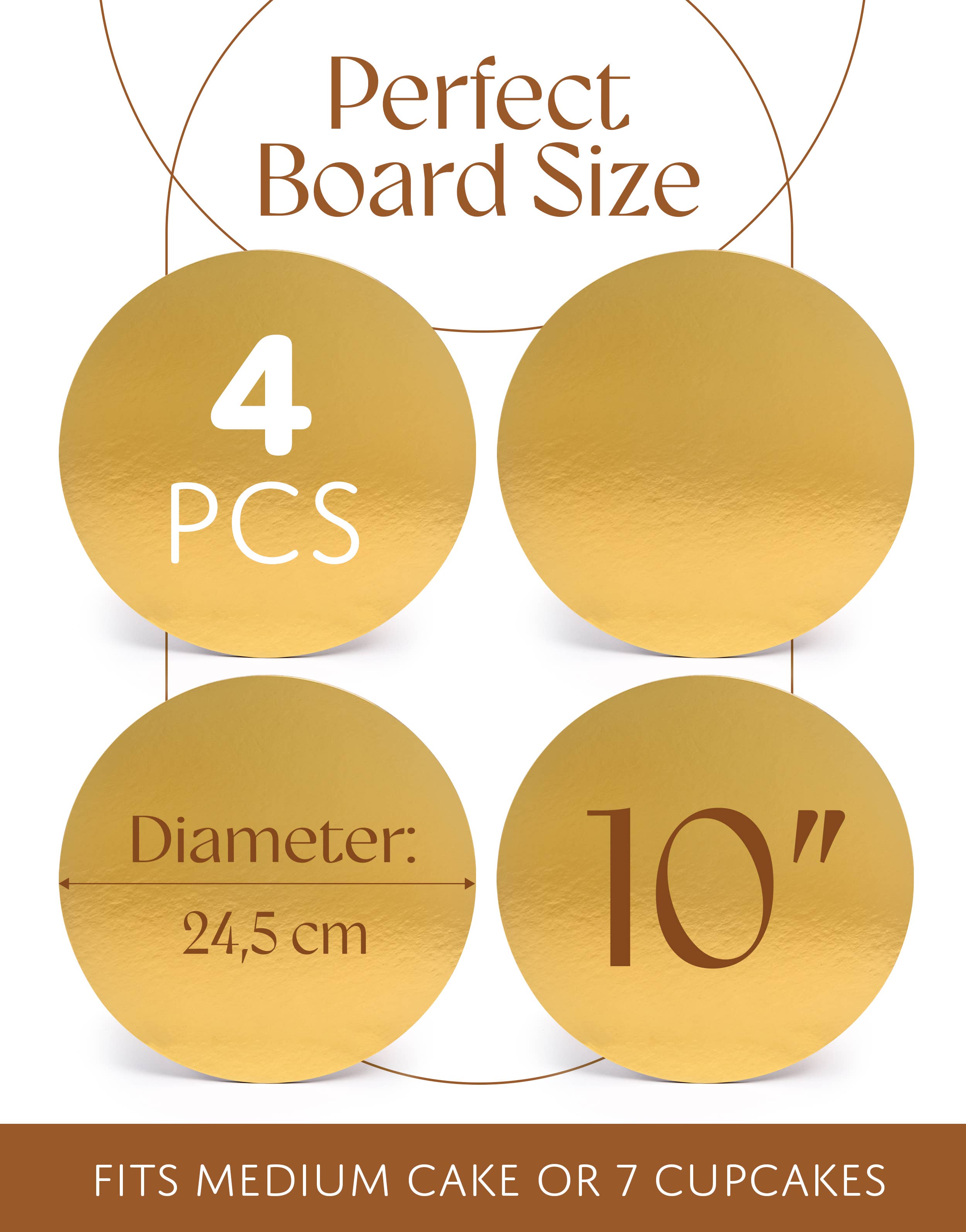 Leib Games - Wholesale Cake Stand - 4 Pcs Cake Boards, 10" Chipboard, Double-Sided Cake Circles1