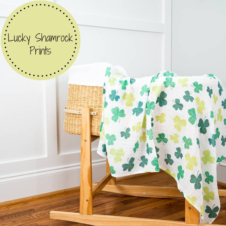 LollyBanks - Wholesale Swaddle - Baby - Lucky Shamrock St. Patrick's Day Themed Baby Swaddle Blanket5