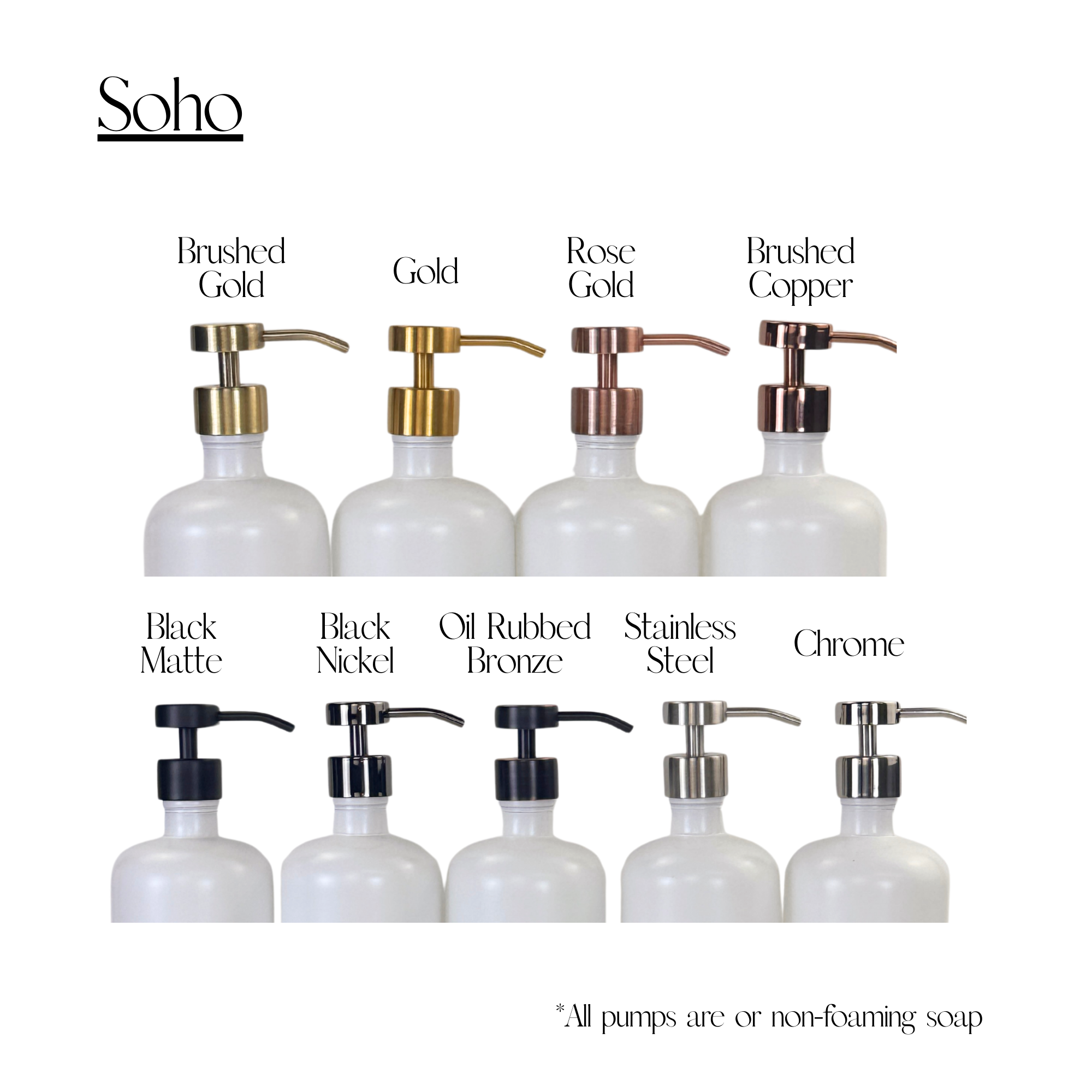 The Bottle Shoppe – wholesale Soap dispenser – 14oz Fluted Glass Soap Dispenser bottles with Metal Pumps.10