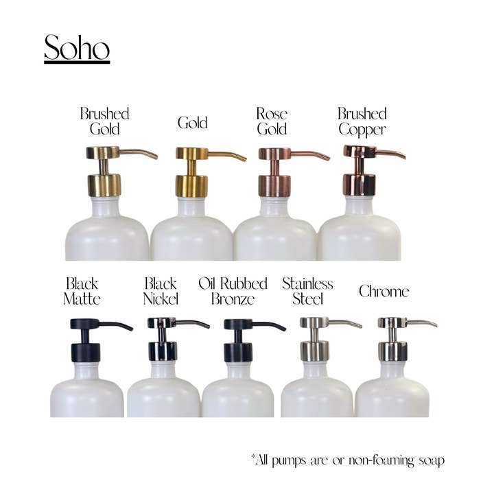 The Bottle Shoppe - Venta al por mayor Dispensadores de jabón - Botellas dispensadoras de jabón de vidrio acanalado de 14 oz con bombas de metal.10