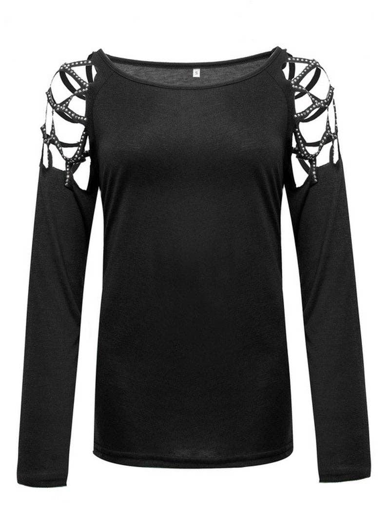 Tourtiwi - Wholesale Blouse - Women's - Long Sleeve Top with Studs and Diamonds8