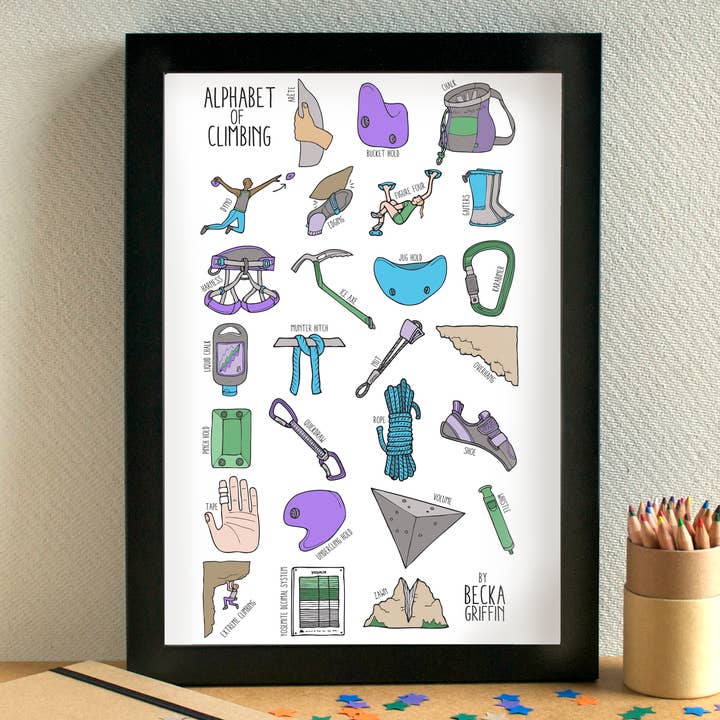 Climbing Alphabet Art Print for wholesale by Becka Griffin Illustration