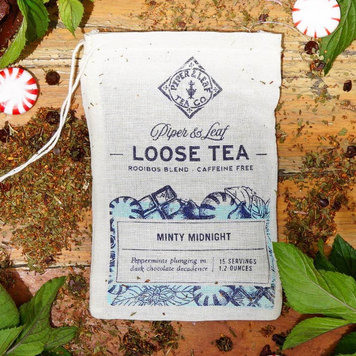 Minty Midnight Muslin Bag of Loose Leaf Tea - 15 Servings for wholesale by Piper & Leaf Artisan Tea Co