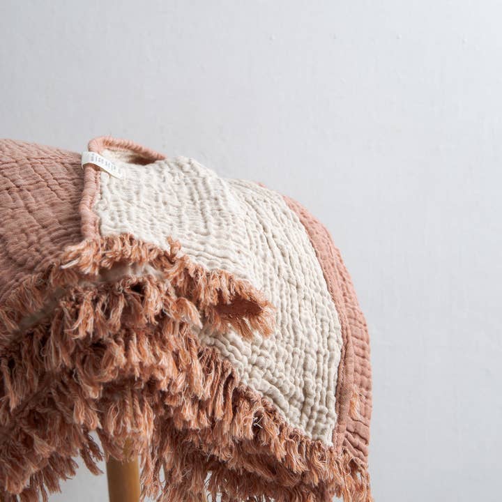 confetti mill - Wholesale Throw Blanket - Double Blanket - Coral & Oatmeal1