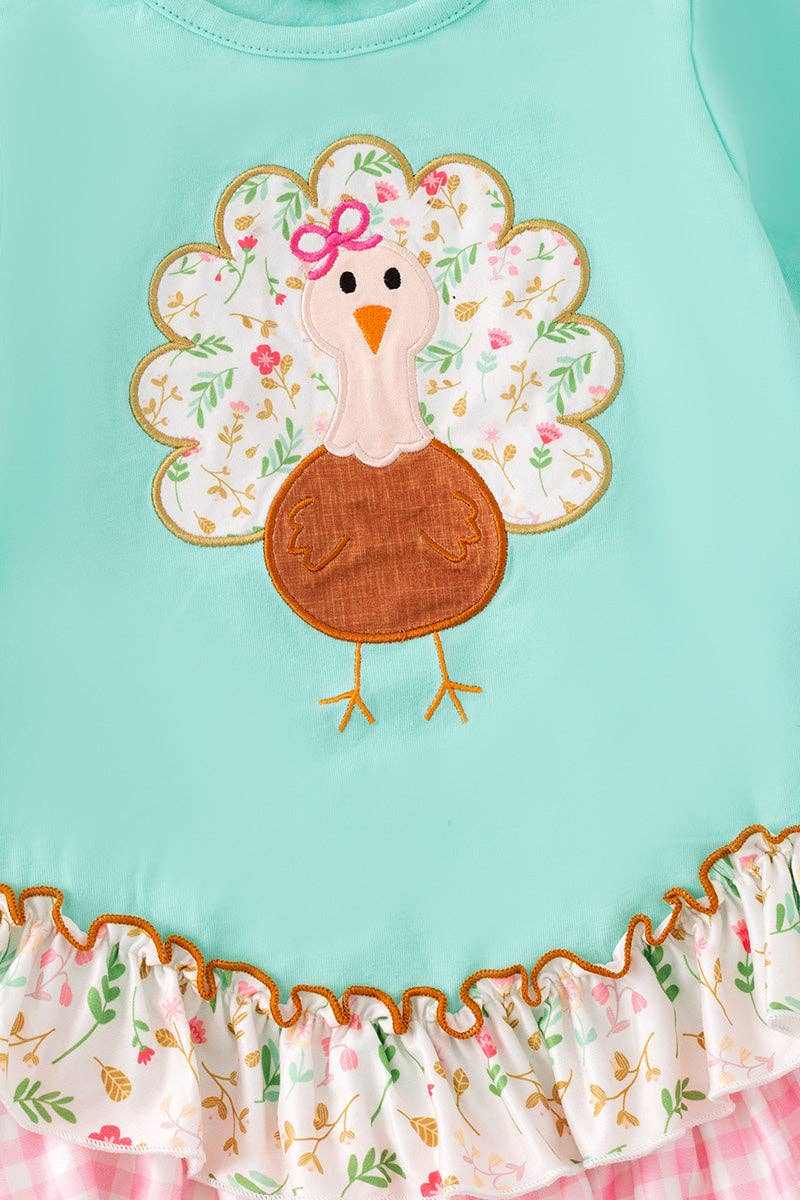 Kids Charm Online - Wholesale Top & Leggings Set - Kids - Mink Thanksgiving ruffle layered tunic and floral leggings. OFG51481 AMY1