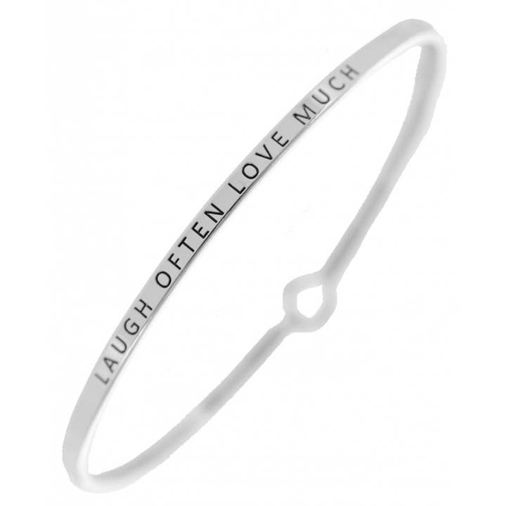 FR5021 - Bracciale rigido con messaggio «LAUGH OFTEN LOVE MUCH_3mm» per la vendita all'ingrosso da parte di 0011 PREMIERE