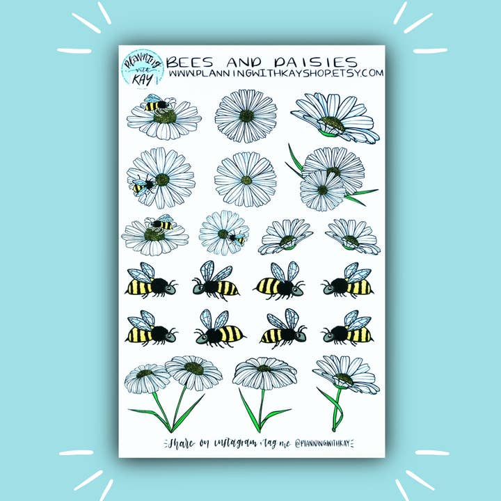 Abeilles et marguerites pour la vente par Planning With Kay