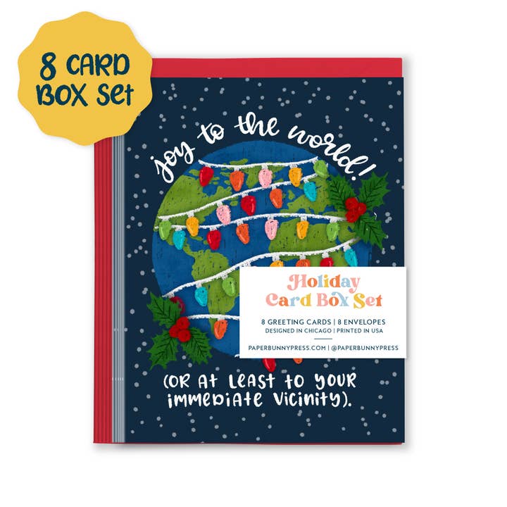 Joy to the World Grappige Feestdagen Box Set - Set van 8 Kaarten voor wholesale door Paper Bunny Press