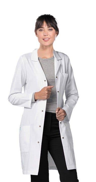 Scrubandmore – Uniforme de saúde – Mulher por atacado – Casaco Labcoat feminino em popelina e manga cheia com botões de pressão 3 bolsos0