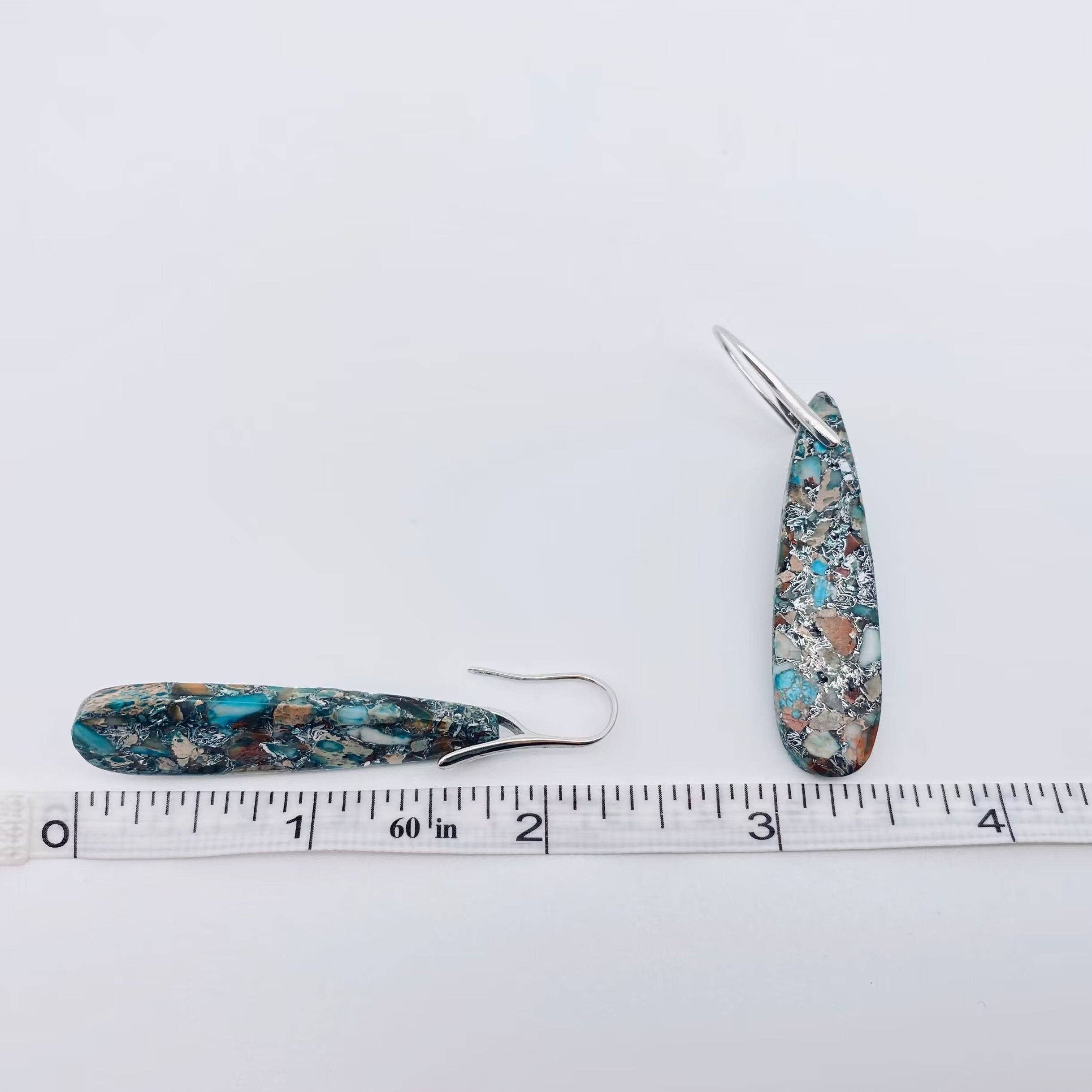 Mio Queena – Großhandel Ohrhänger – Graublaue Chakra-Steinohrringe mit langem Tropfenmuster - CS2