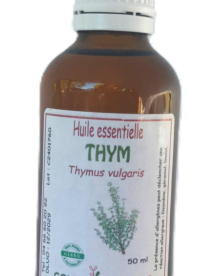 Thym à thymol Huile Essentielle HEBBD 50ml pour la vente par Céven'Arômes