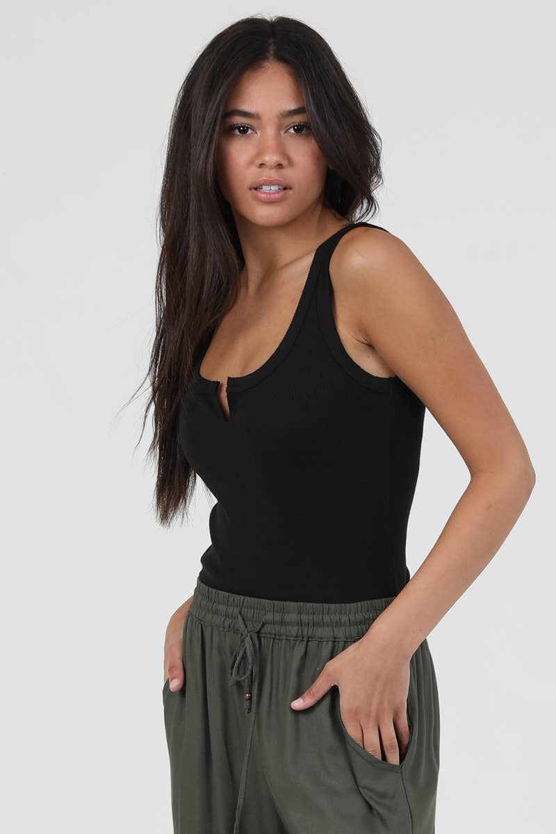 ANGIE - Wholesale Tank Top - Women's - X2DF9-ASIS NOTCH NECK RIB KNIT TANK TOP17