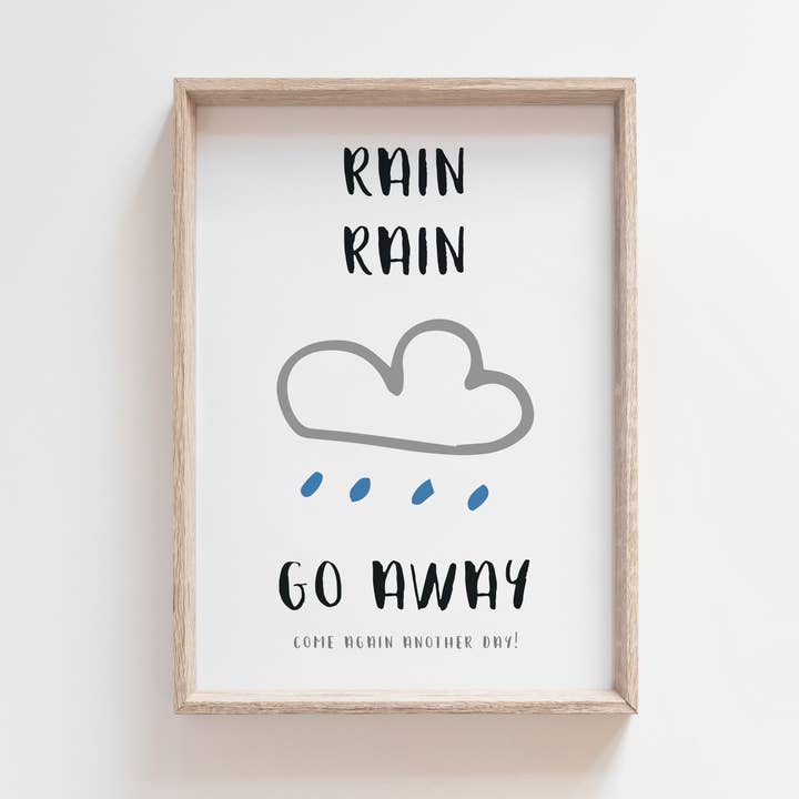 Rain Rain Go Away Nursery Rhyme Lullaby Print for wholesale by Pig and Bear