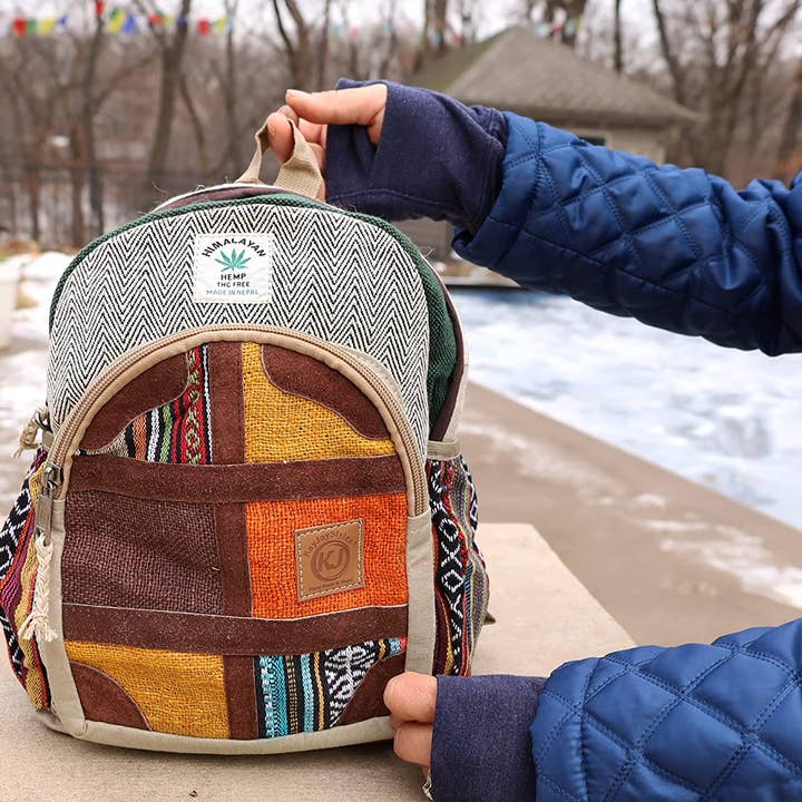 Lungta Imports - Wholesale Backpack - Unisex - Handmade Lightweight Natural Hemp Himalayan Nepal Daypack22