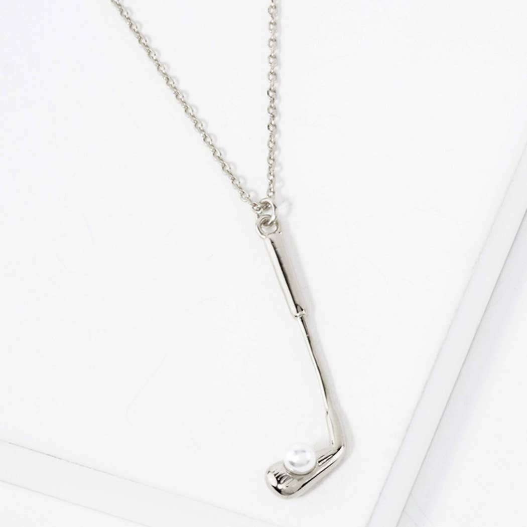 Fashion City - Wholesale Pendant/Charm Necklace - Golf Club Pearl Ball Pendant Necklace2