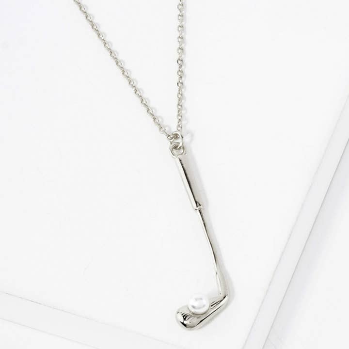 Fashion City - Wholesale Pendant/Charm Necklace - Golf Club Pearl Ball Pendant Necklace2