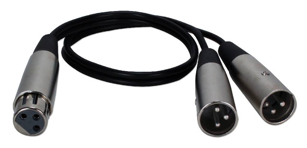 QVS Inc - Wholesale Speakers - 18 Inches XLR Female to Dual XLR Male Audio Y-Cable0