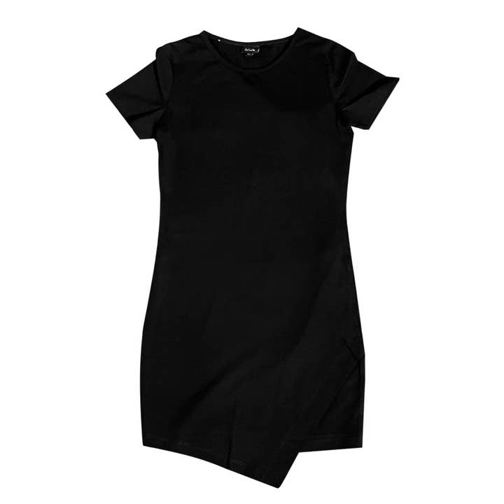 AW Black Jersey Asymmetric Dress for wholesale by Little Olin