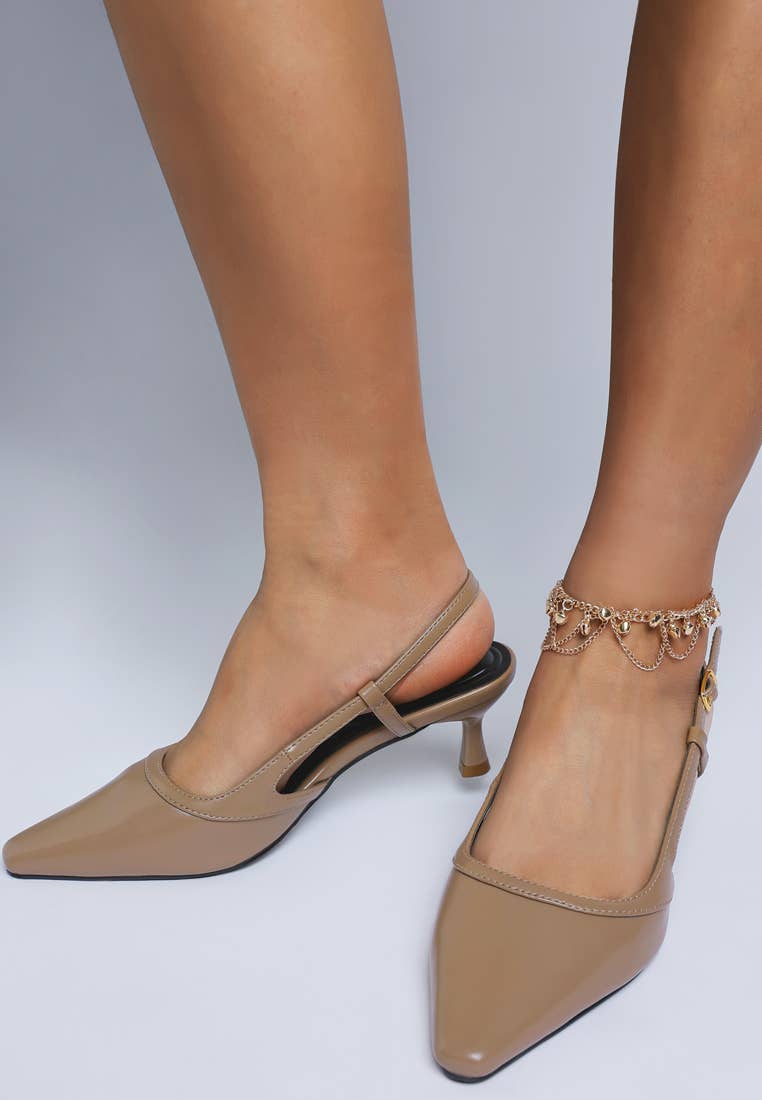 Taupe Axton Kitten Heel Slingback Sandals for wholesale on Faire1