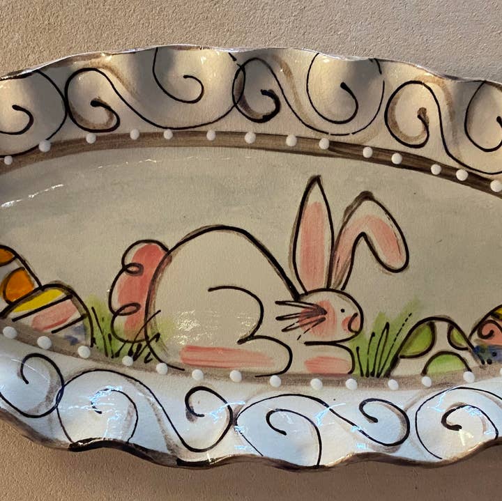 Heartfelt Traditions - Wholesale Decorative Tray - Long oval tray bunny egg0