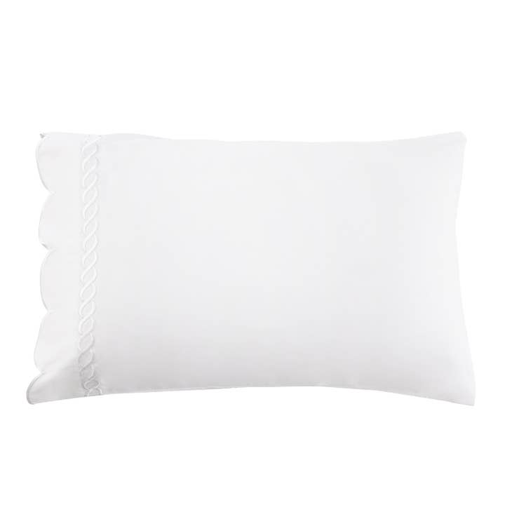 Mélange Home - Wholesale Bedding Pillowcase/Sham - 600 Thread Count Scallop Rope Embroidered Cotton Pillowcase Pair10