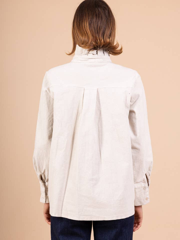 Pépouz' Paris - Wholesale Button Down Shirt - Women's - Corduroy shirt with ruffled collar PC25529