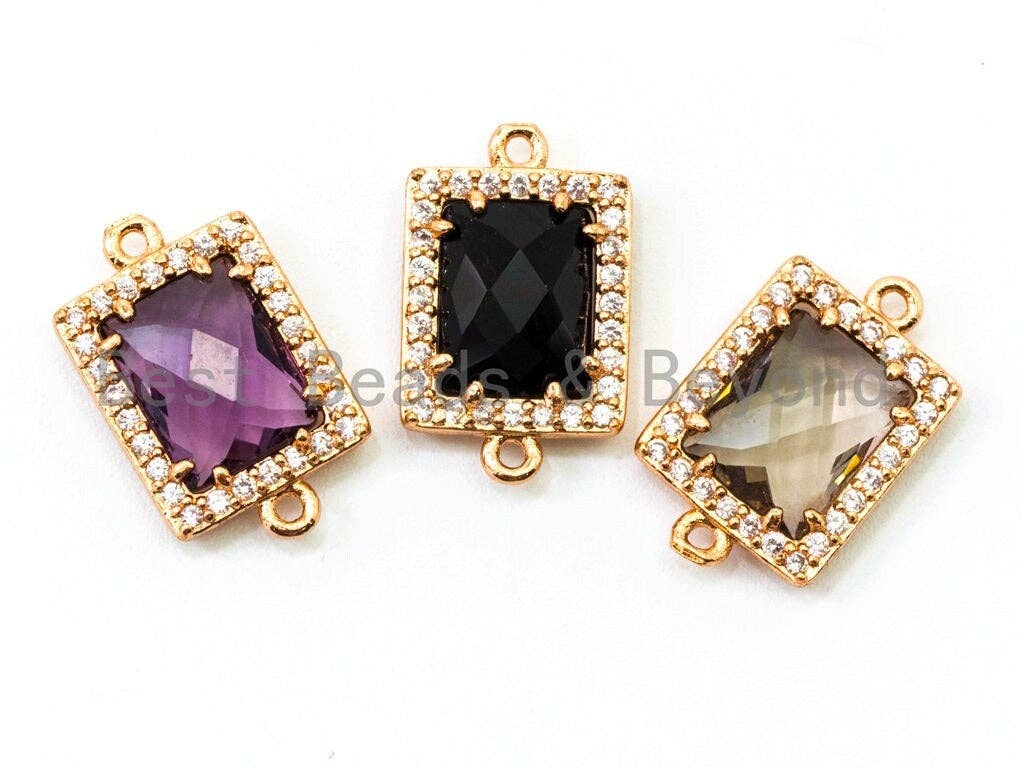 BestBeads&Beyond – wholesale Individual charm/pendant – Rectangle Connector with Faceted Crystal Beads, sku#A820