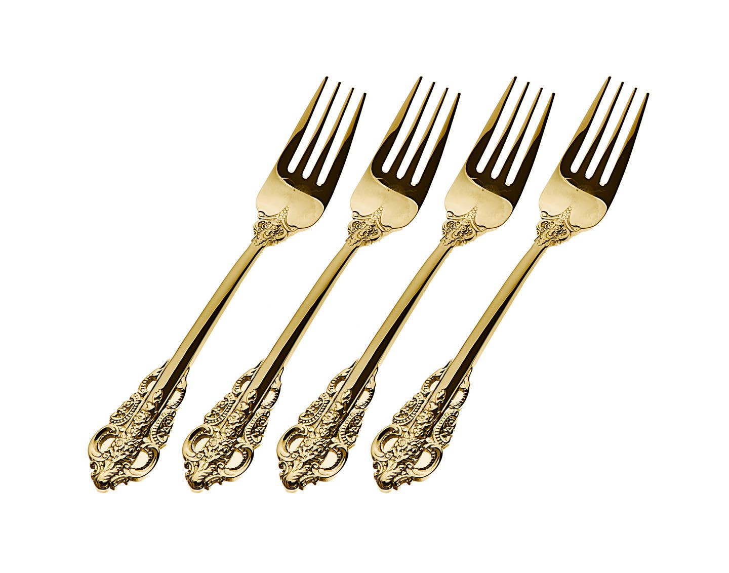 Godinger - Wholesale Table Fork - Baroque Gold 18/10 Set of Four Appetizer Forks