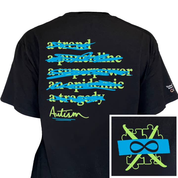 Maglietta per la difesa dell'autismo | Punk Neurodiversità ASD Blu SPED per la vendita all'ingrosso da parte di Trainer Hal’s Item Shop