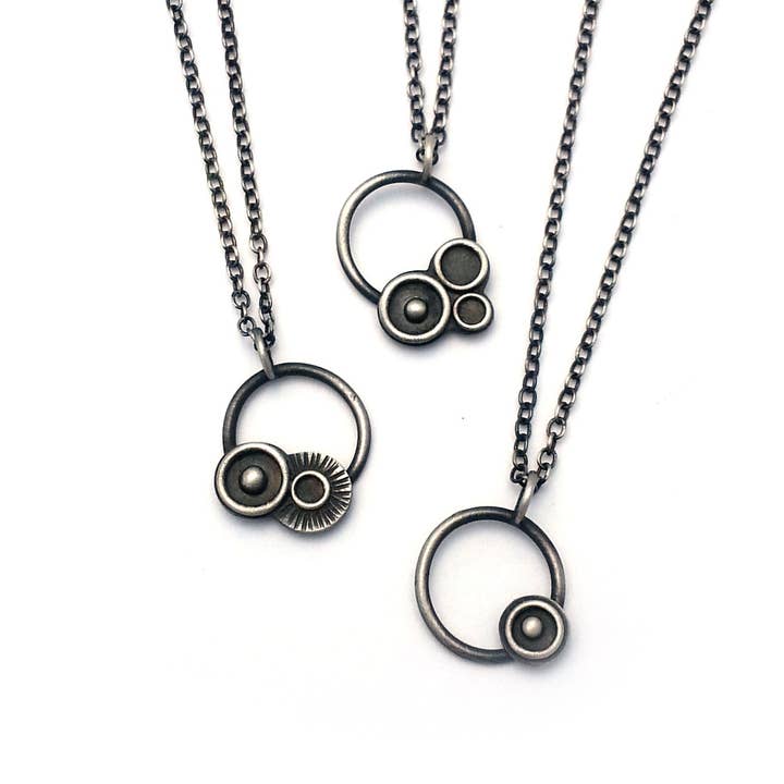 Tiny Silver Orbital Necklace - Assorted - 1 Pendant for wholesale by Erin Austin Design