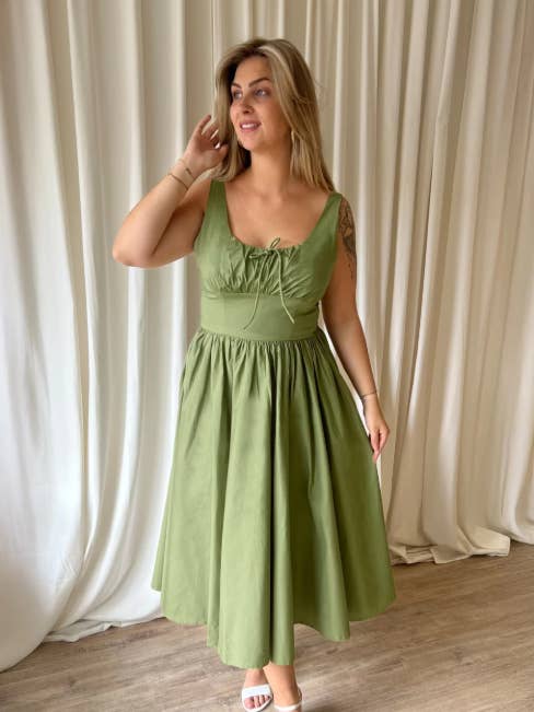 Lolita Square Neck Midi Sage Green Sleeveless Dress and other Purchase Wholesale lolita. Free Returns & Net 60 Terms on Faire trending on Faire.