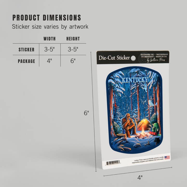 Lantern Press - Wholesale Sticker - STICKERS Kentucky, Inner Squatch, Camping Bigfoot12