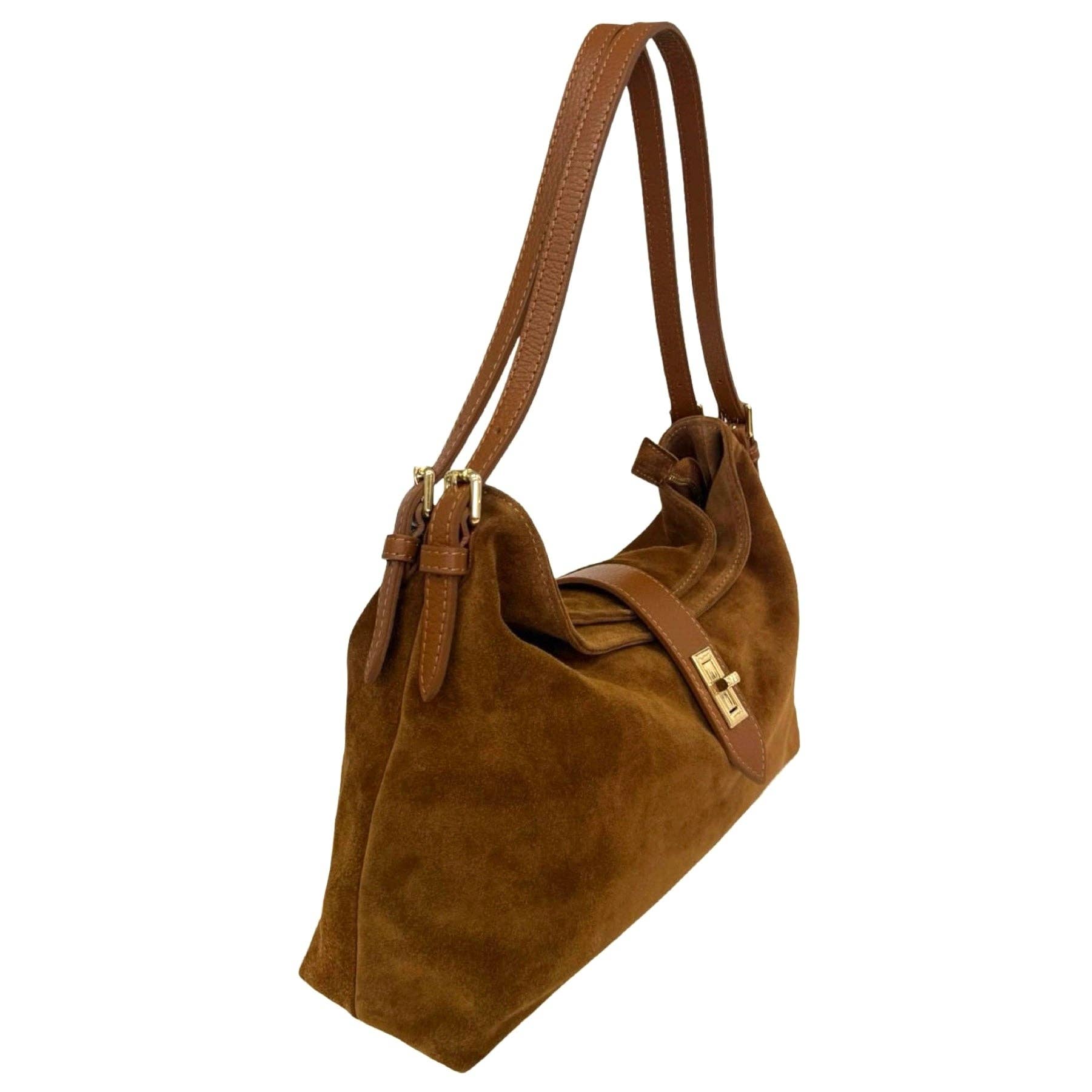 MODARNO - Venta al por mayor Bolso con correa - Mujer - Modarno Bolso bandolera de auténtica piel de ante 35x11x24 cm1