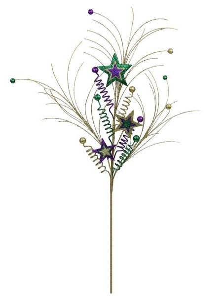 29"L GLITTER MARDI GRAS STAR SPRAY - MARDI GRAS - HG3223 for wholesale by General Wholesale Inc