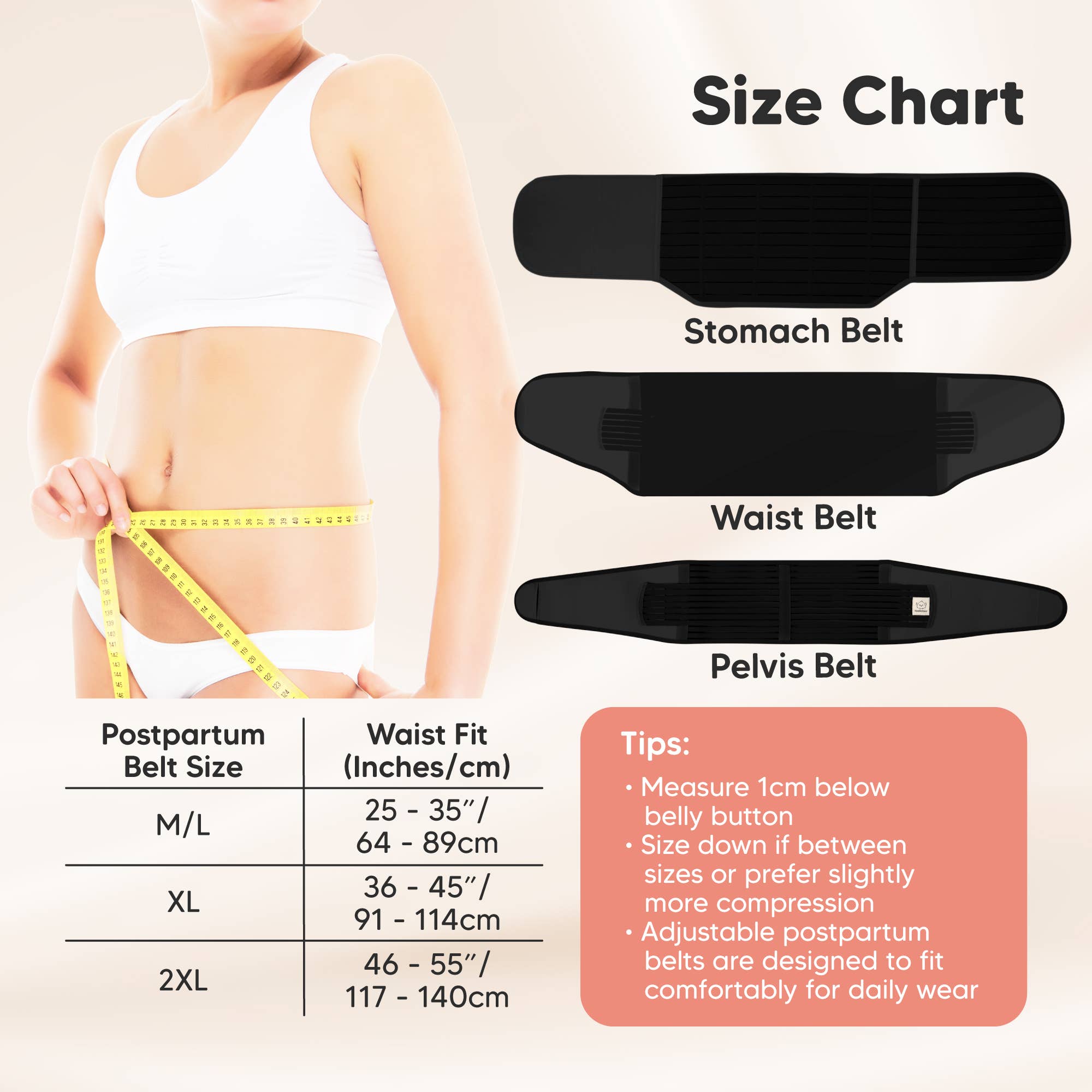 KeaBabies - Wholesale Belly Band - Maternity - KeaBabies Revive 3 in 1 Postpartum Belt (Midnight Black, XL)5